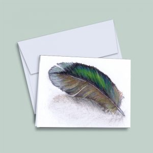 green-winged-teal-feather-notecard-lori-corbett-whispering-eagle-studio
