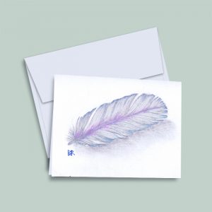 white-feather-notecard-lori-corbett-whispering-eagle-studio