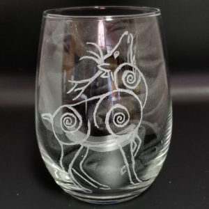 engraved elk wine glass